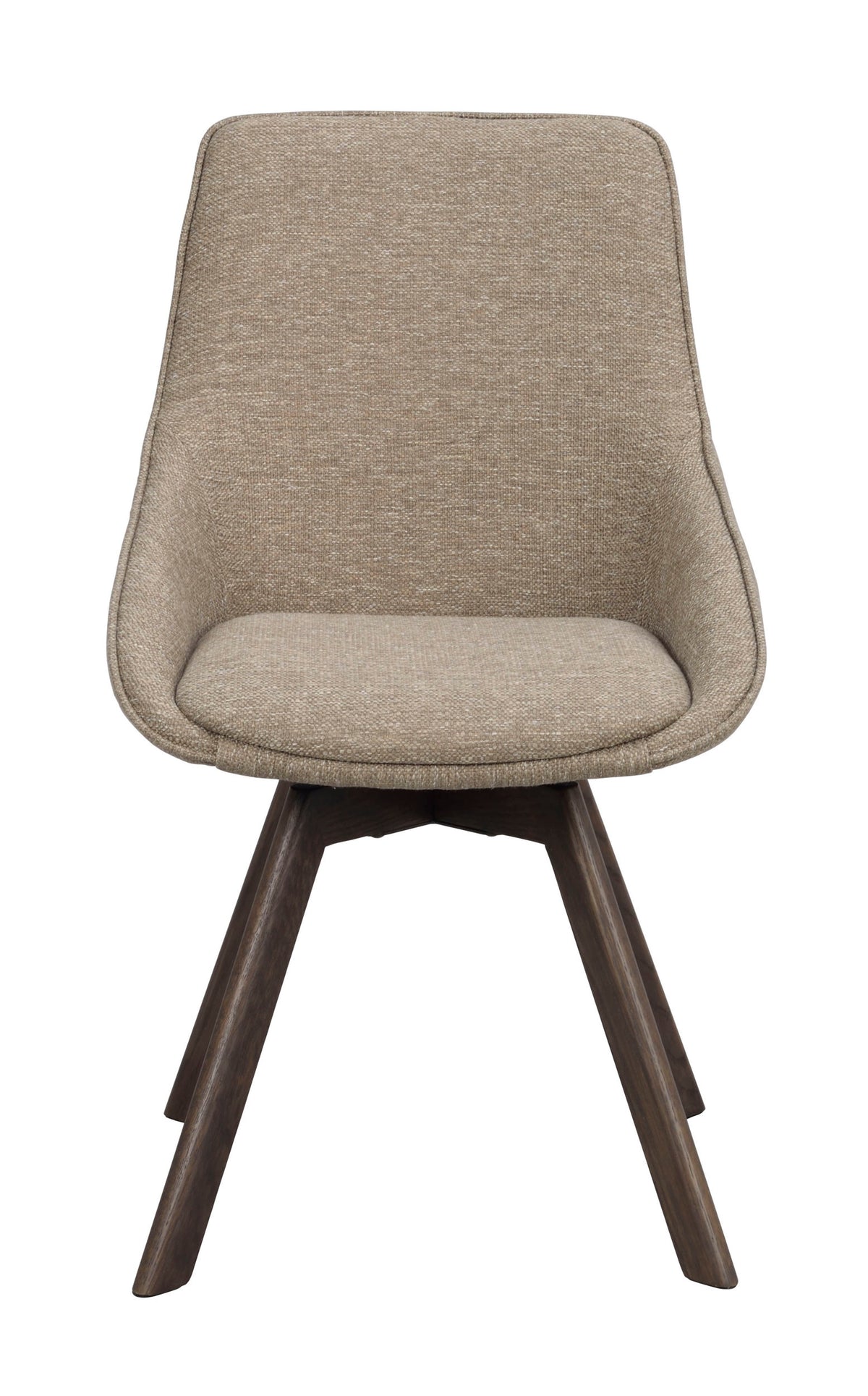 Alison Swivel Dining Chair with Oak Legs (Set of 2) – Dark Beige Fabric / Brown Oak