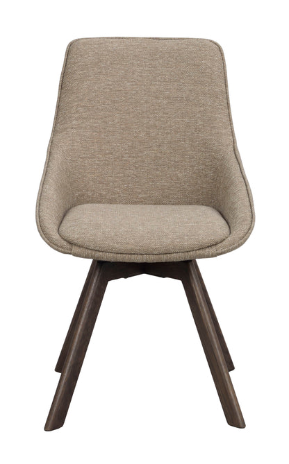 Alison Swivel Dining Chair with Oak Legs (Set of 2) – Dark Beige Fabric / Brown Oak