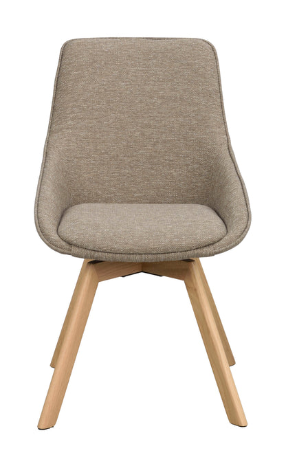 Alison Swivel Dining Chair with Oak Legs (Set of 2) – Dark Beige Fabric / Oak