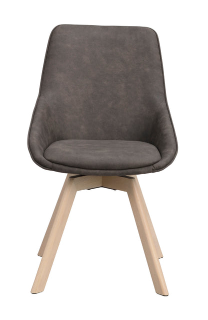 Alison Swivel Dining Chair with Oak Legs (Set of 2) – Dark Grey Microfibre / Whitewash Oak