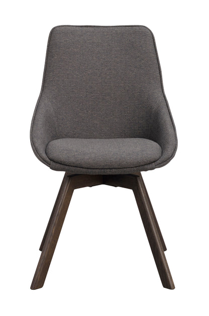Alison Swivel Dining Chair with Oak Legs (Set of 2) – Grey Fabric / Brown Oak