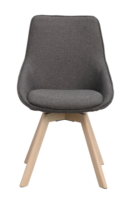 Alison Swivel Dining Chair with Oak Legs (Set of 2) – Grey Fabric / Whitewash Oak