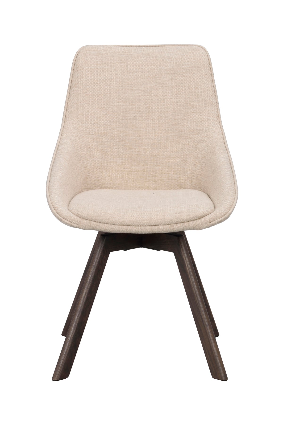 Alison Swivel Dining Chair with Oak Legs (Set of 2) – Light Beige Fabric / Brown Oak