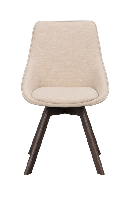 Alison Swivel Dining Chair with Oak Legs (Set of 2) – Light Beige Fabric / Brown Oak