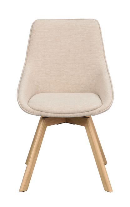 Alison Swivel Dining Chair with Oak Legs (Set of 2) – Light Beige Fabric / Oak