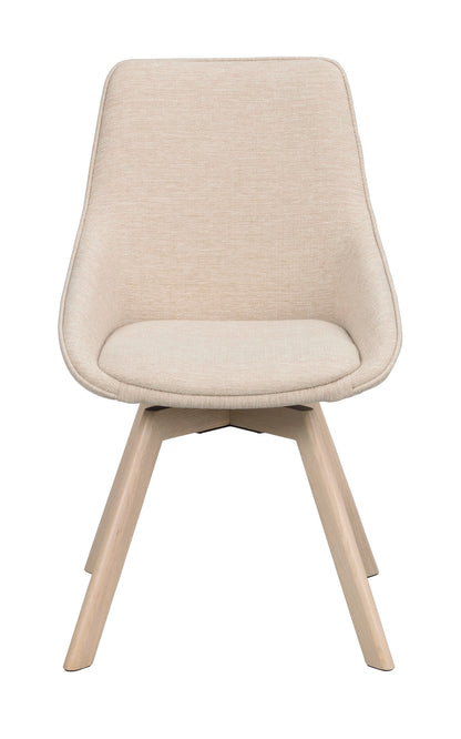 Alison Swivel Dining Chair with Oak Legs (Set of 2) – Light Beige Fabric / Whitewash Oak