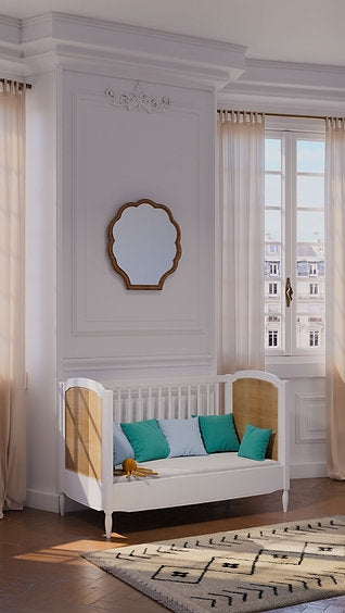 HERMIONE NEIGE Evolutive Bed 60 × 120 cm – From Crib to Toddler Bed