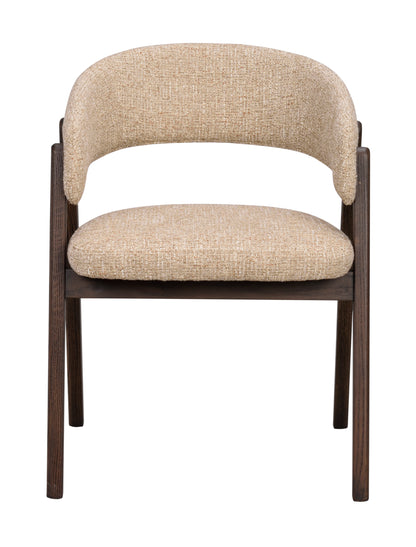 Barnaby Dining Armchair (Set of 2) – Dark Beige / Brown Oak