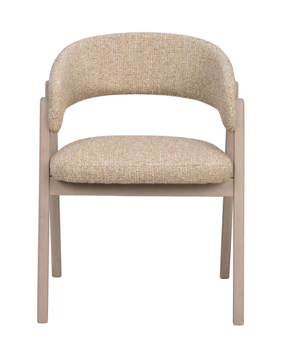 Barnaby Dining Armchair (Set of 2) – Dark Beige / Whitewash Oak