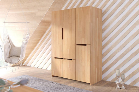 BERGMAN Beech 3 Door Wardrobe with 5 Drawers