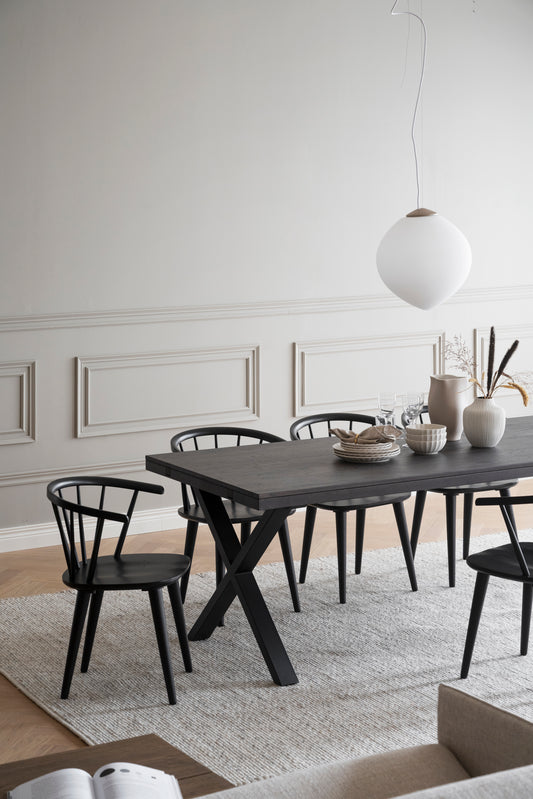 BROOKLYN X Legs Smoked OAK Dining Table 220/320CM – room setting