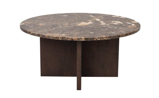 BROOKSVILLE Round Coffee Table Ø90 – Brown marble & brown oak