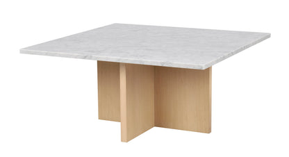 BROOKSVILLE Square Coffee Table 90 CM – White marble & whitewashed oak