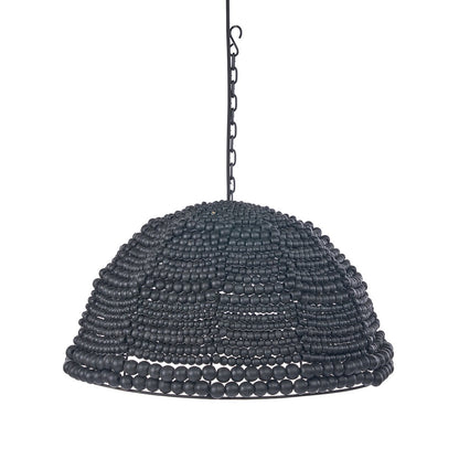 The Wooden Bead Dome Pendant - Black