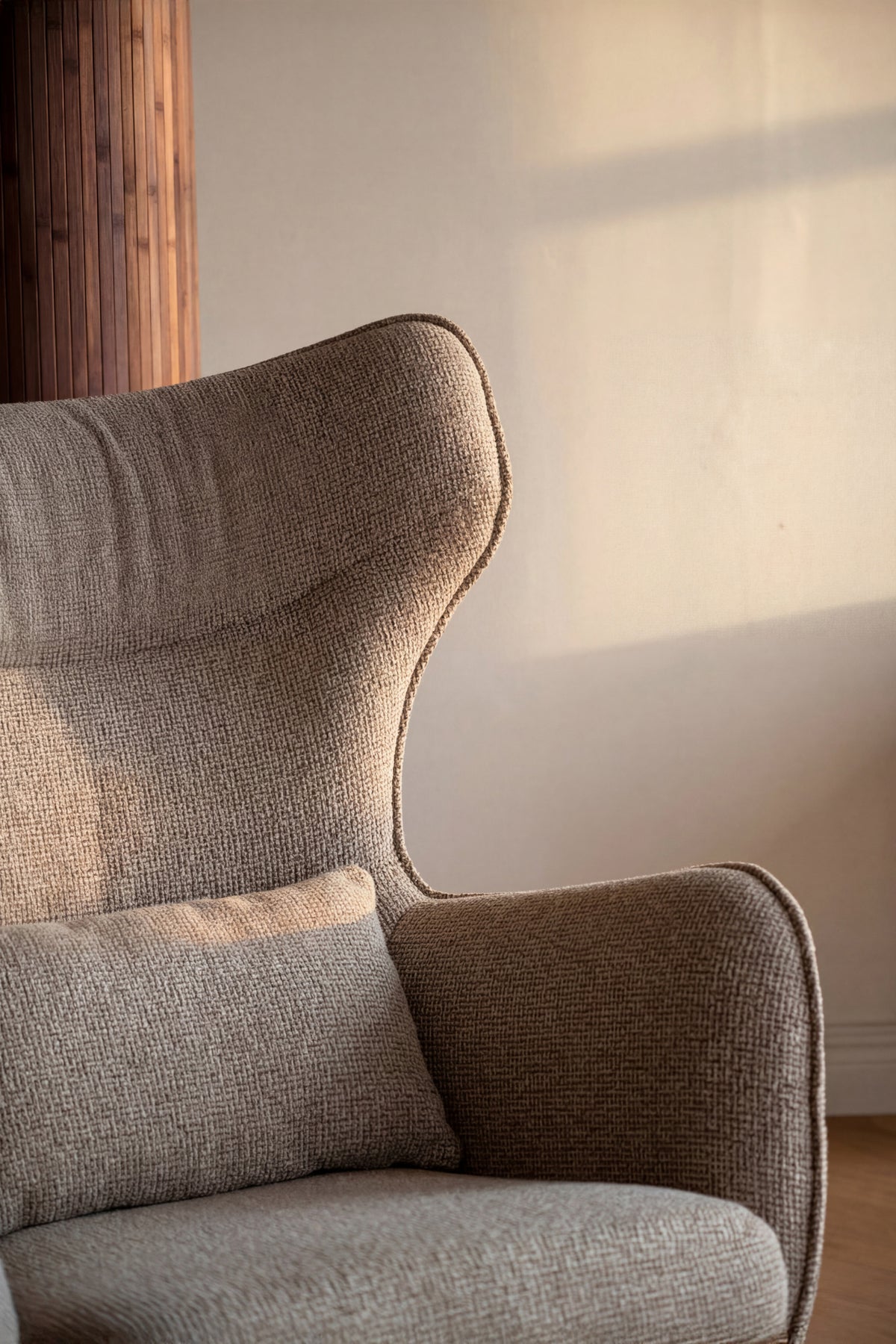 Calvert Lounge Chair with Footstool – Medium Beige