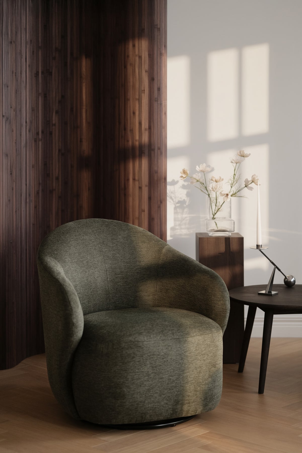 Chapeltown Swivel Lounge Chair – Green – room setting