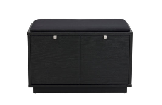 CONFETTI 2 Drawer Bench – Black stained oak / black fabric