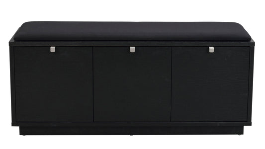 CONFETTI 3 Drawer Bench – Black stained oak / black fabric
