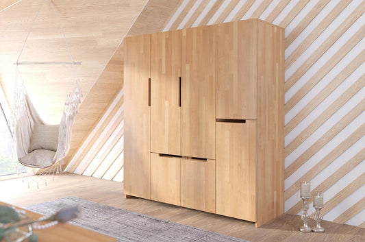 BERGMAN Beech 4 Door Wardrobe with 5 Drawers