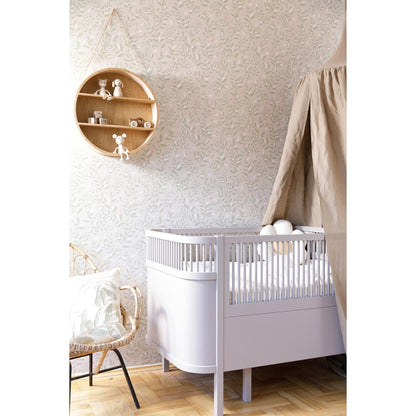 Delicate Twigs with Green and Beige Wallpaper