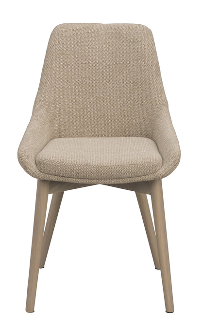 Denley Dining Chair (Set of 2) – Light Beige / Whitewash Oak