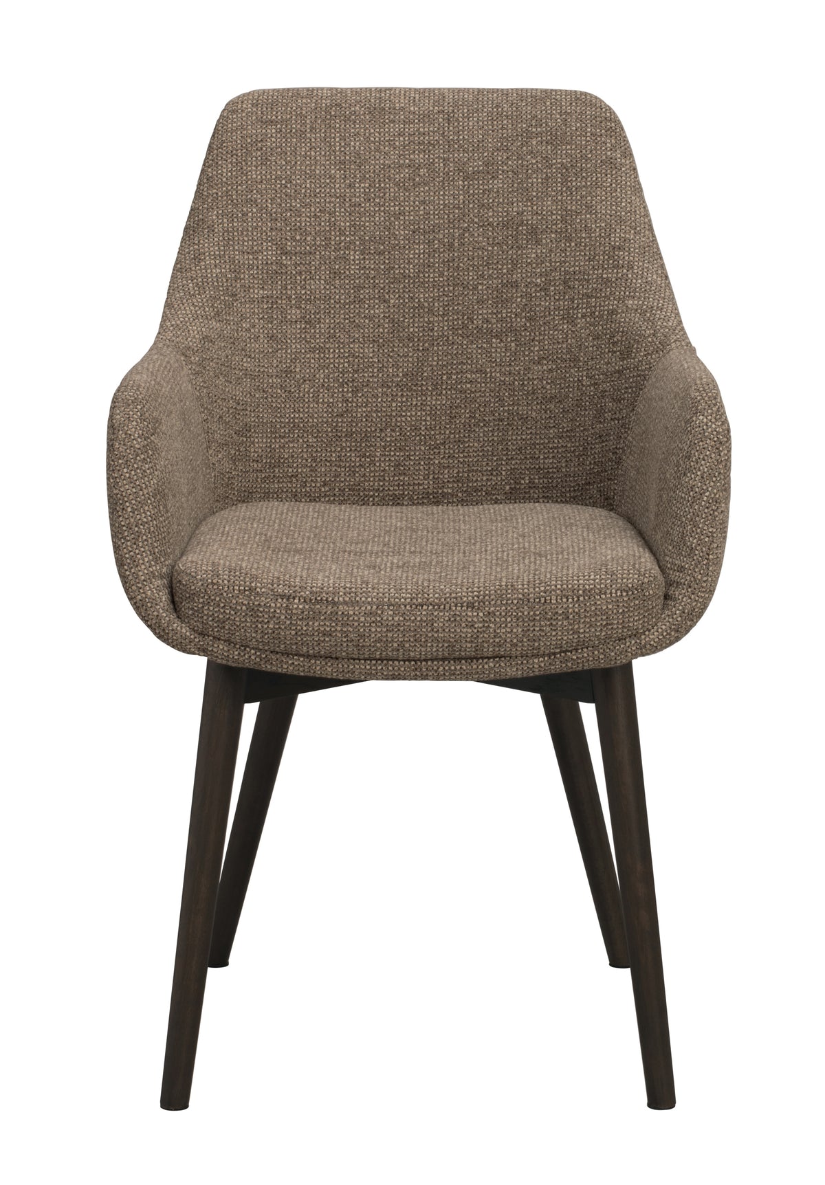 Denley Dining Chair with Armrests (Set of 2) – Dark Beige / Brown Oak
