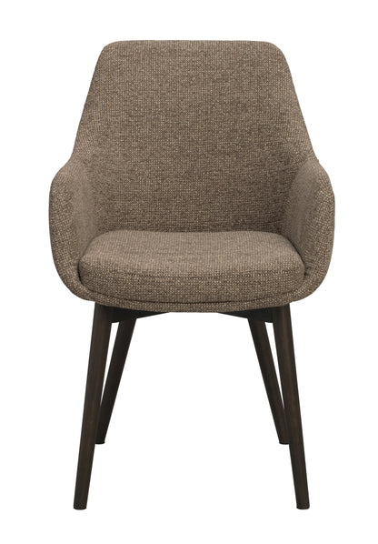 Denley Dining Chair with Armrests (Set of 2) – Dark Beige / Brown Oak