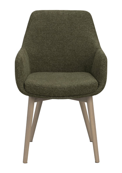 Denley Dining Chair with Armrests (Set of 2) – Green / Whitewash Oak