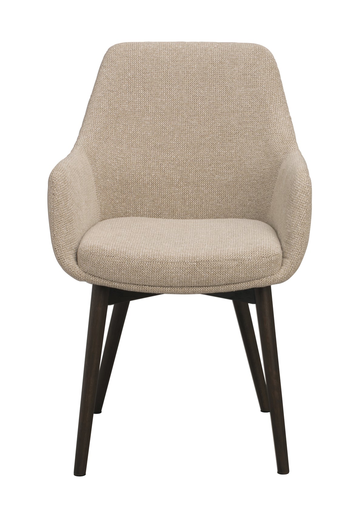 Denley Dining Chair with Armrests (Set of 2) – Light Beige / Brown Oak