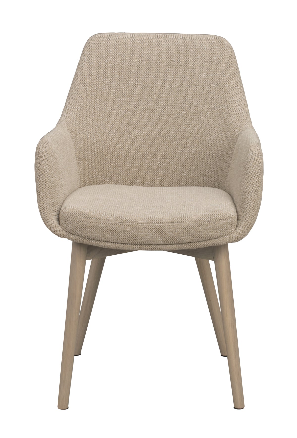 Denley Dining Chair with Armrests (Set of 2) – Light Beige / Whitewash Oak