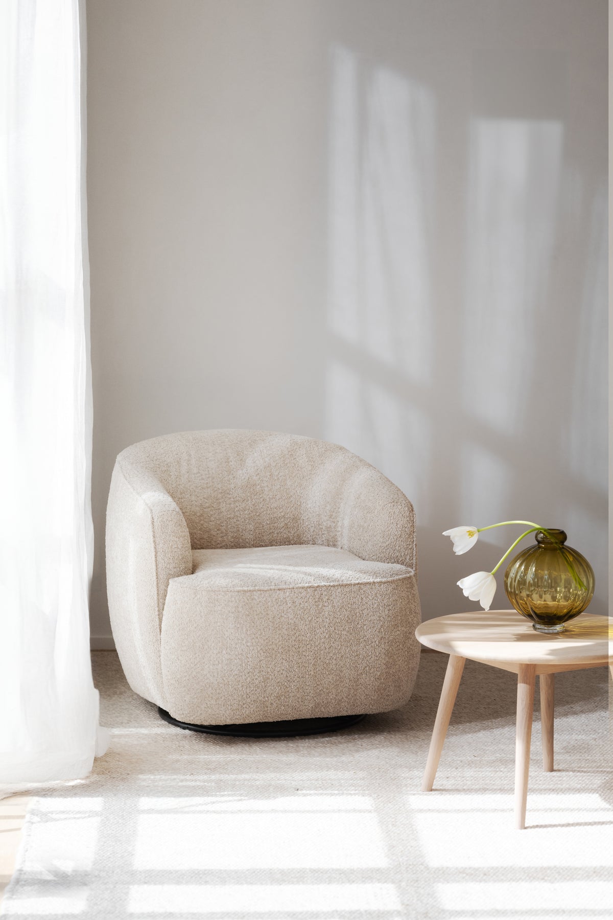 Dermot Swivel Rocking Lounge Chair – Light Beige – room setting