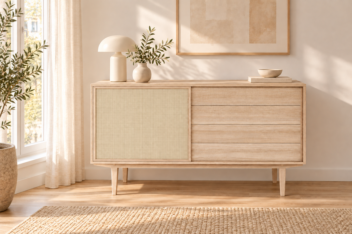 CASØ 900 Sideboard with Woven Door 130CM in a living room