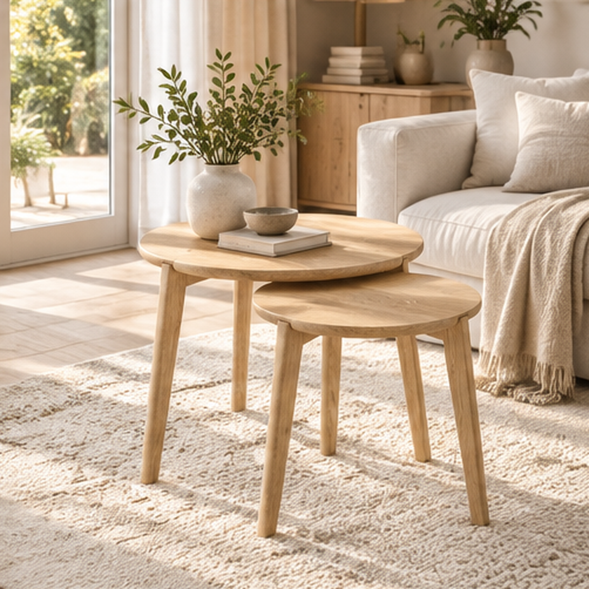 SPIR Coffee Tables Set of 2 Ø75/Ø55CM in a living room