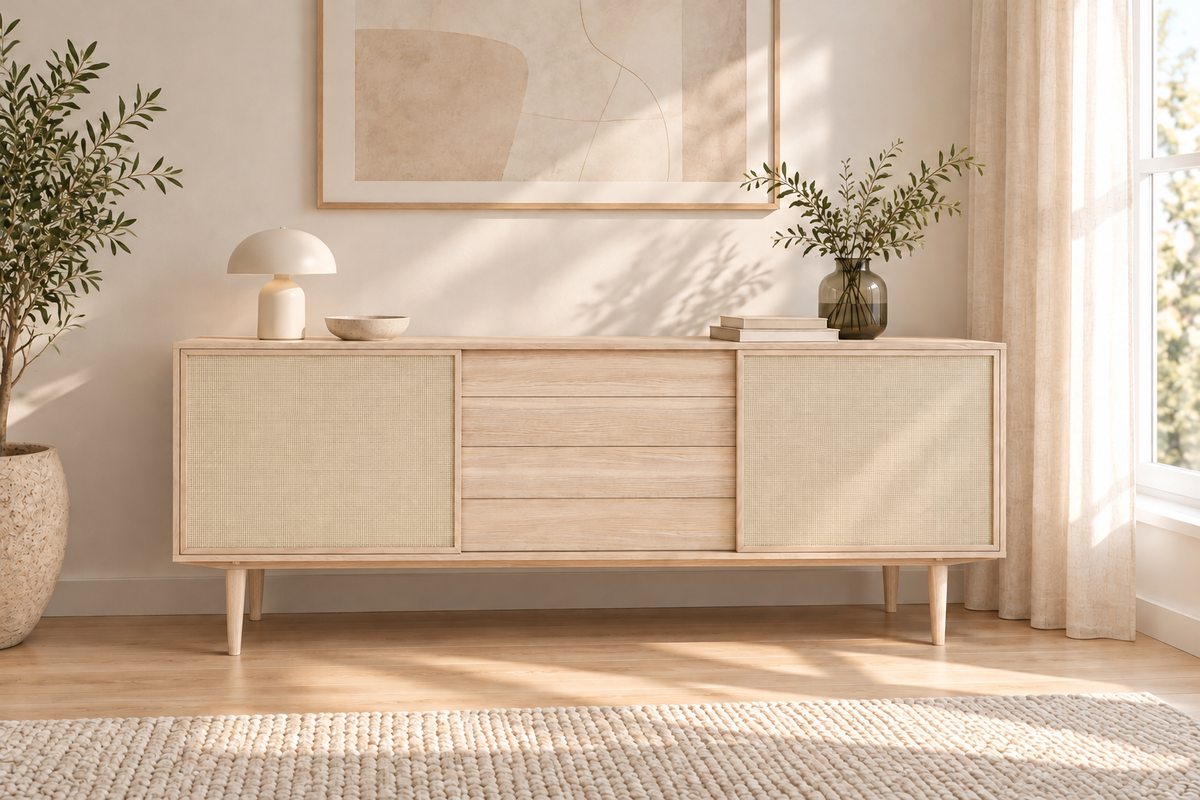 CASØ 901 Sideboard with Woven Doors 194CM in a living room
