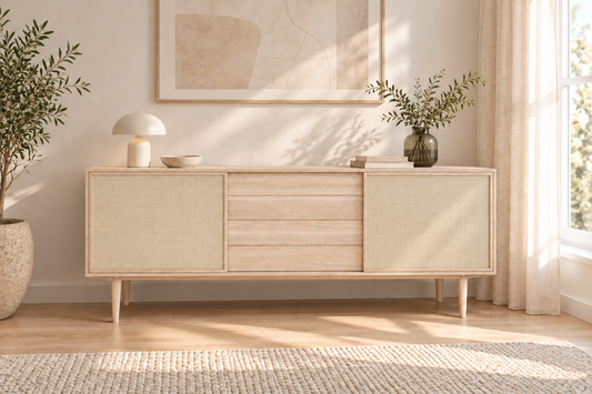 CASØ 901 Sideboard with Woven Doors 194CM in a living room