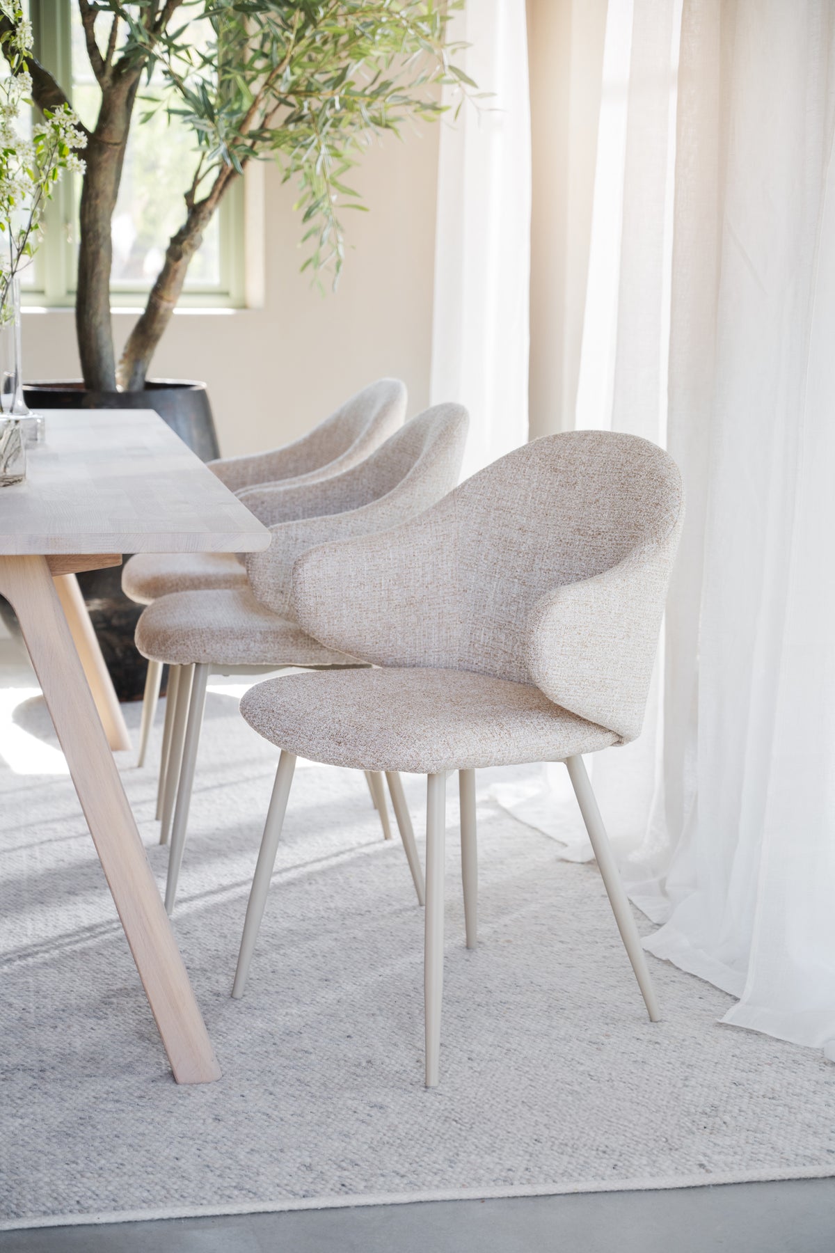Drake Dining Armchair – Light Beige (Set of 2) – room setting