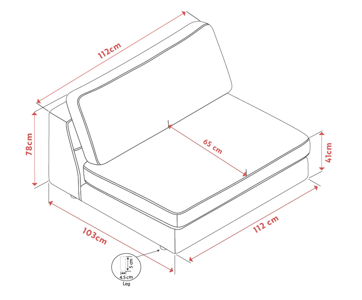 Duncan 1.5-Seater Middle Module – Light Beige