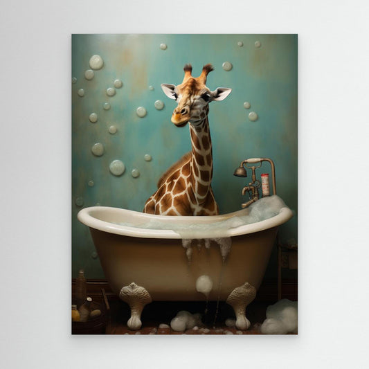 Giraffe In Bathroom 2 by Bilge Paksoylu