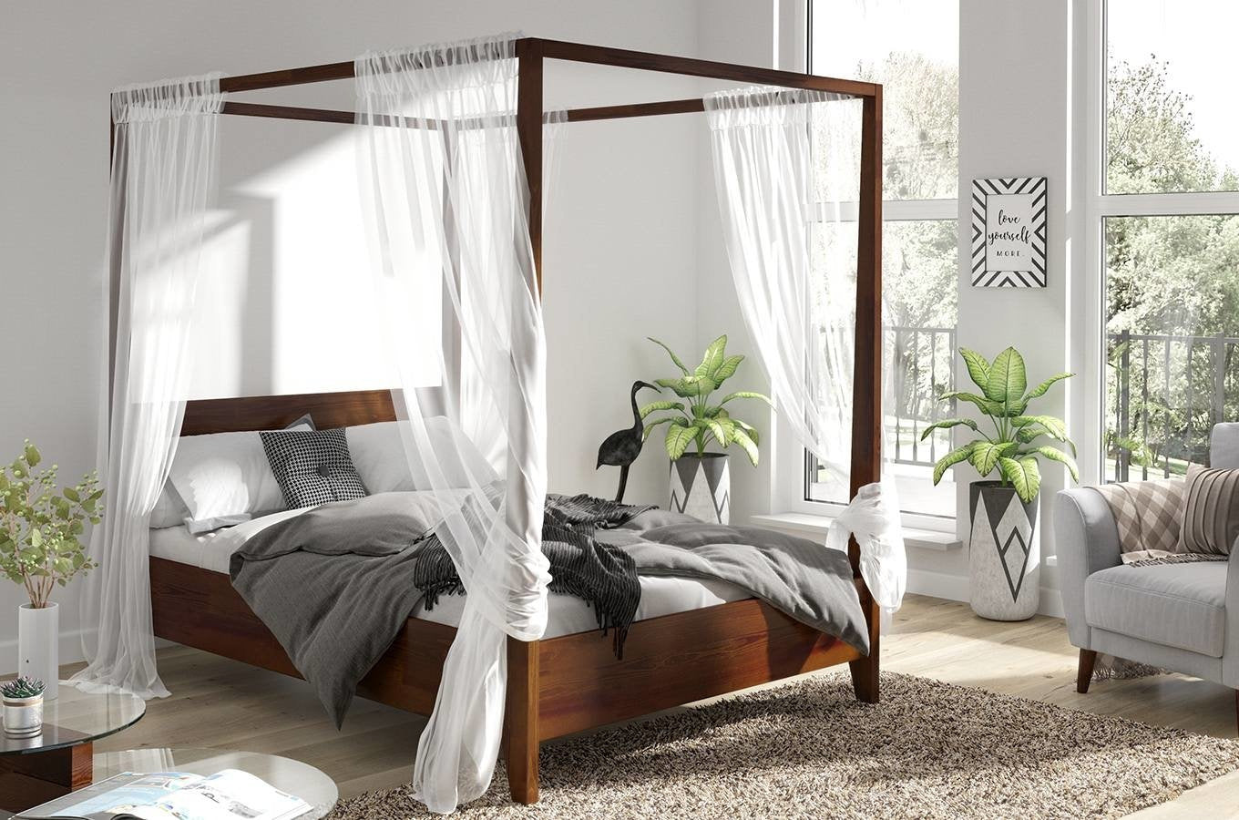 CANOPY Walnut Beechwood Bed