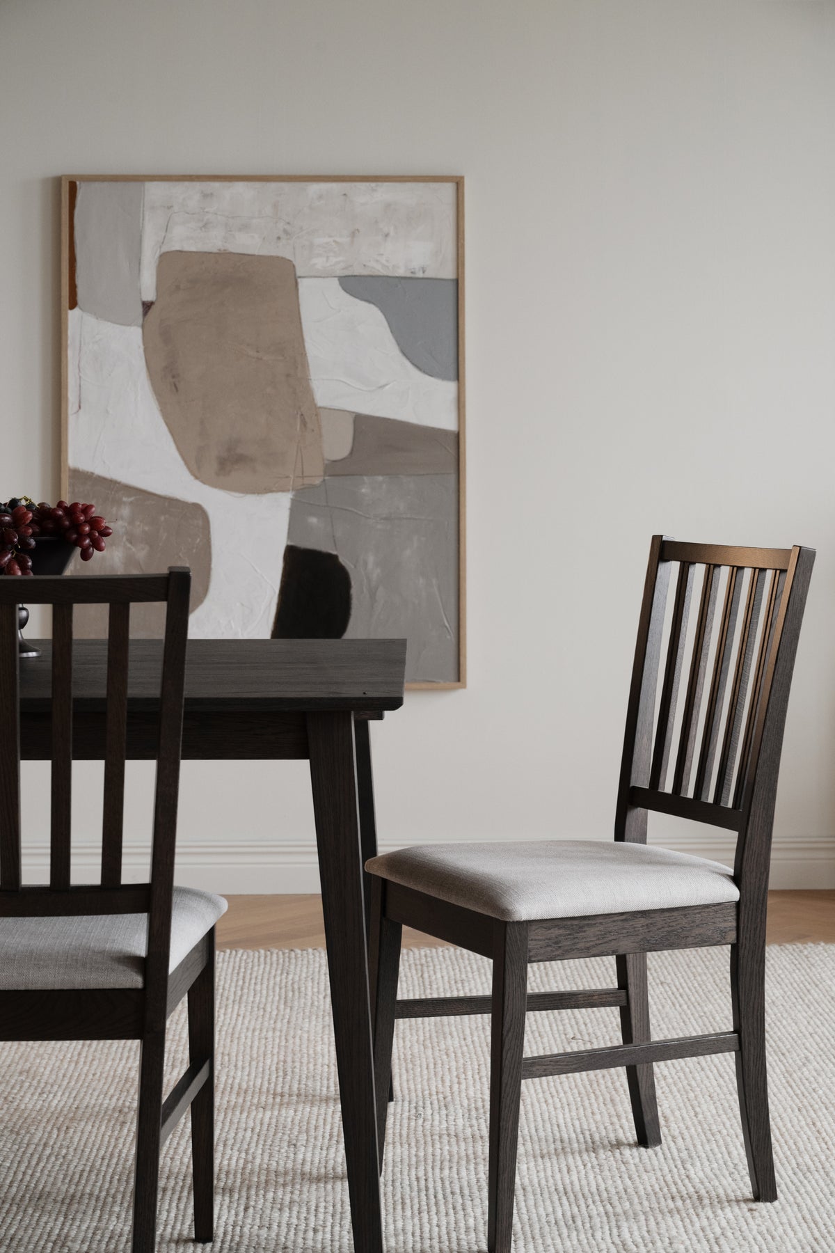 Filippa Dining Chair – Dark Brown Oak / Beige (Set of 2) – room setting