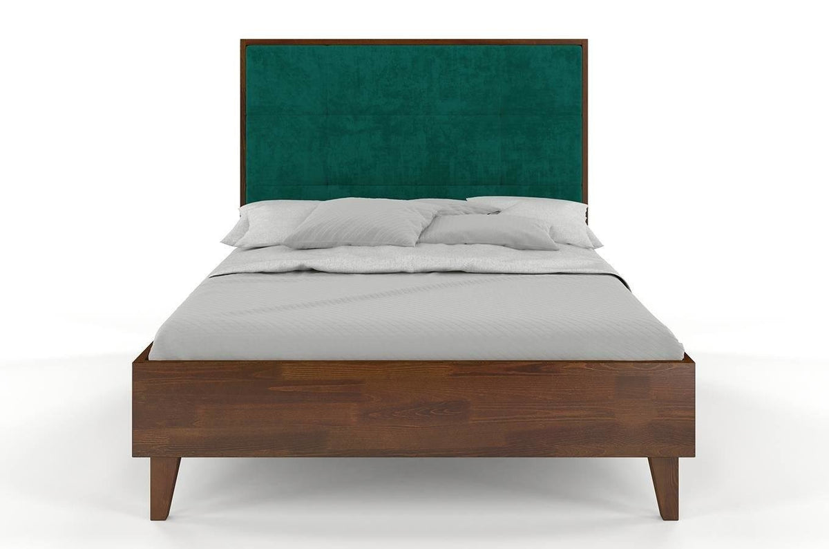FRIDA Pine Bed with Upholstered Headboard