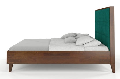 FRIDA Pine Bed with Upholstered Headboard