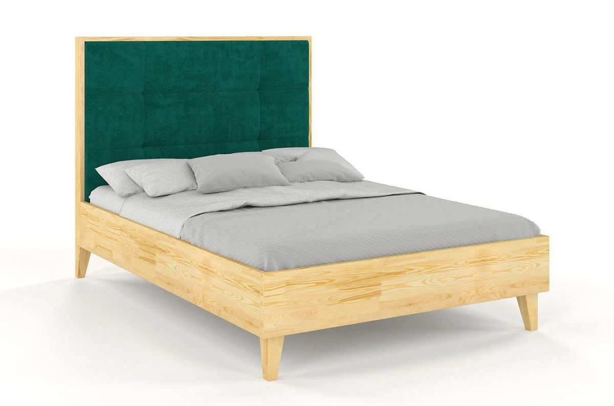 FRIDA Pine Bed with Upholstered Headboard