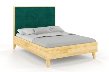 FRIDA Pine Bed with Upholstered Headboard