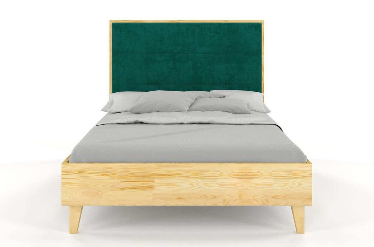 FRIDA Pine Bed with Upholstered Headboard