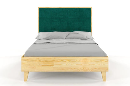 FRIDA Pine Bed with Upholstered Headboard