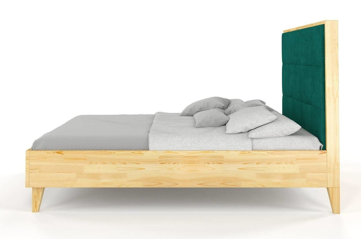 FRIDA Pine Bed with Upholstered Headboard