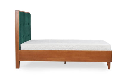 FRIDA Beech Bed with Upholstered Headboard
