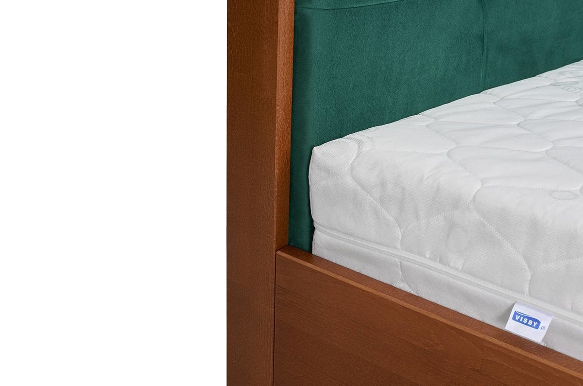 FRIDA Beech Bed with Upholstered Headboard