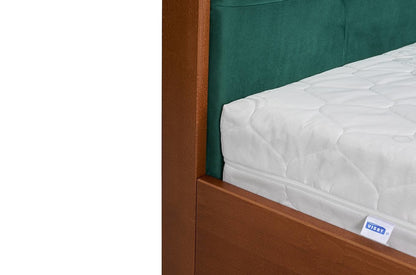FRIDA Beech Bed with Upholstered Headboard